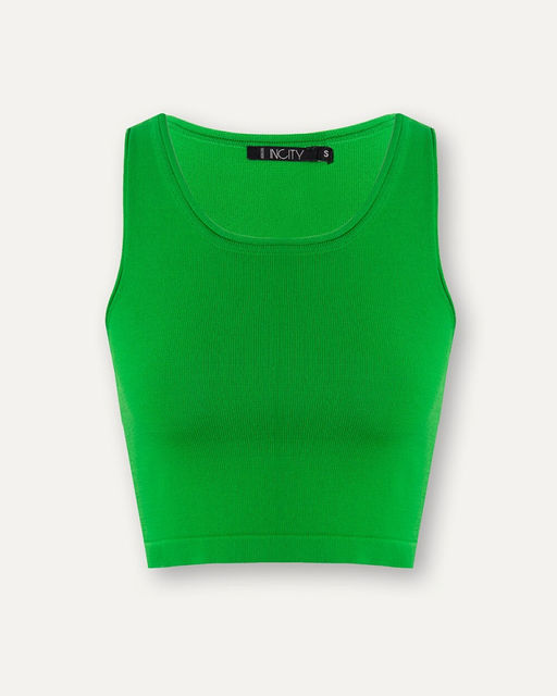 Укороченный зеленый топ - Incity фото 3