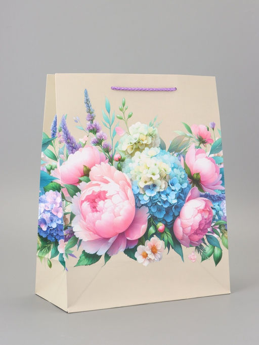 Цена за 2 шт. Пакет подарочный ламинированный «Красота и нежность» 26×12×32 см