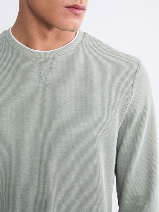 Bisiklet Yaka Uzun Kollu Erkek Sweatshirt