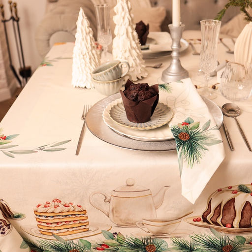 Скатерть новогодняя «Этель» New Years treat, 150×220 см +/-3 см с ВГМО, 100% хлопок, саржа 190 г/м²