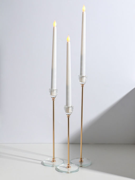 Набор подсвечников на 1 свечу «Чаша-кристалл», d=2.2 см, 3 шт., стекло, металл