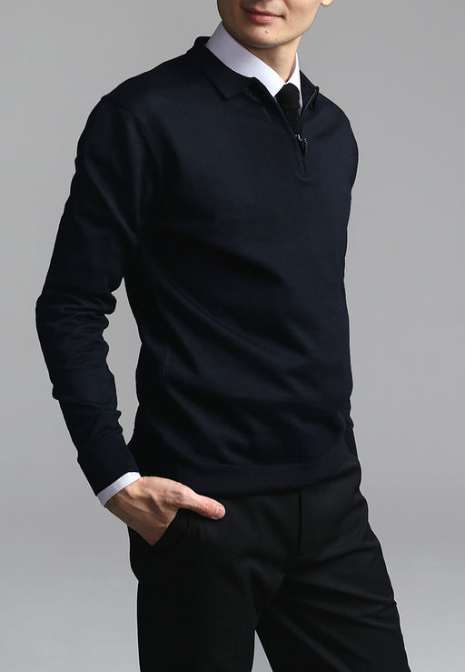 Джемпер мужской с воротником поло GREG G129-EV (т.синий)  фото 7