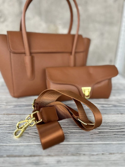 Женская кожаная сумка с клатчем 509286 Браун