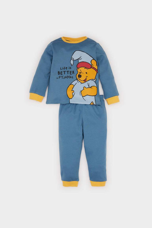 Пижамный комплект для маленьких мальчиков Disney Winnie The Pooh с круглым вырезом, длинными рукавами, верхом, длинным низом