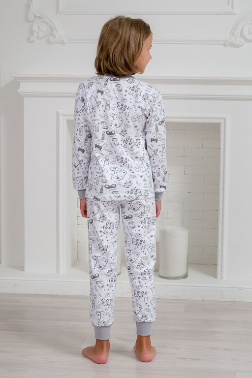 Пижама подростковая из интерлока Потешка котик серый