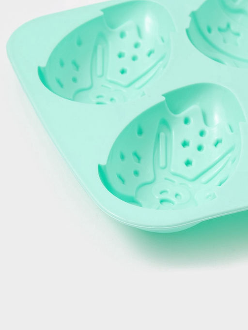 Форма для выпечки Доляна Пасхальный кролик, силикон, 27?17 см, 6 ячеек, бирюзовая  фото 5