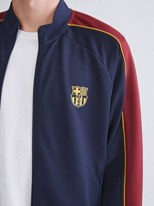 Standart Kal?p Barcelona Bask?l? Erkek Taraftar Fermuarl? Sweatshirt