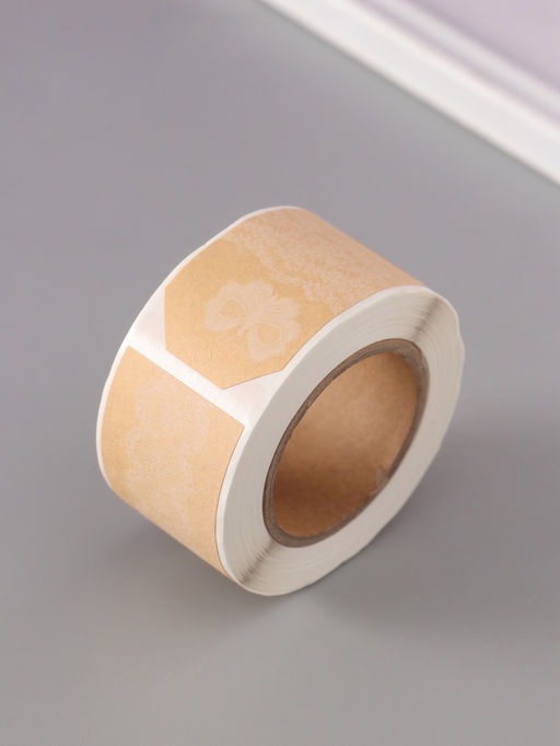 Наклейка бумага крафт Бирки. Кружево, 3?5 см 200 шт., в рулоне