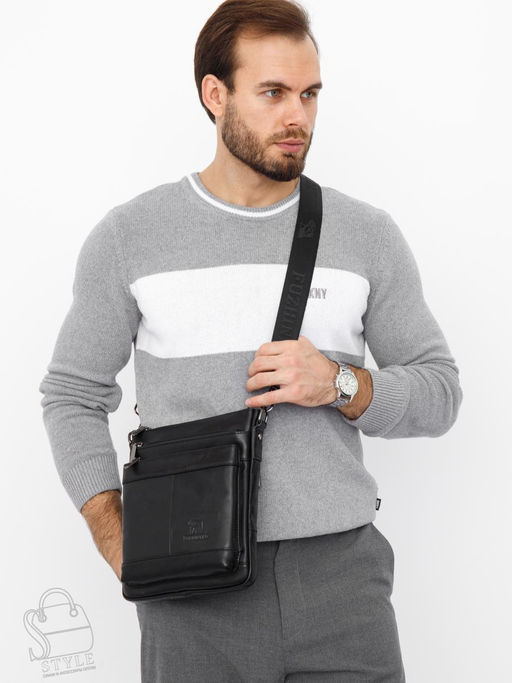 Сумка мужская кожаная 1022-2 black Fuzhiniao