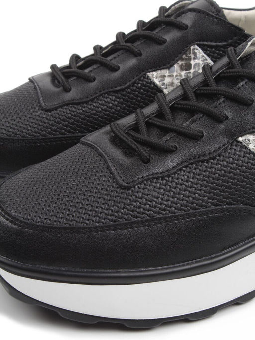 03-C129-1 BLACK Кроссовки женские (натуральная кожа)