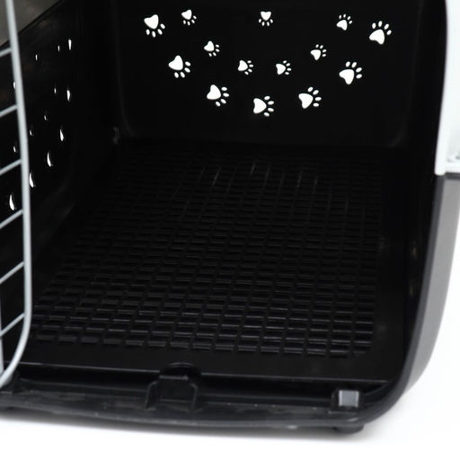 Переноска для животных пластиковая с металлической дверью 47 х 30 х 35 см, вес до 12 кг, серая 934 - Пижон фото 11