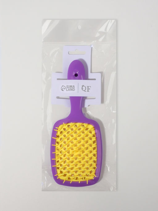Расчёска массажная, широкая, вентилируемая, 8.5×20.5 см, сиреневая, жёлтая