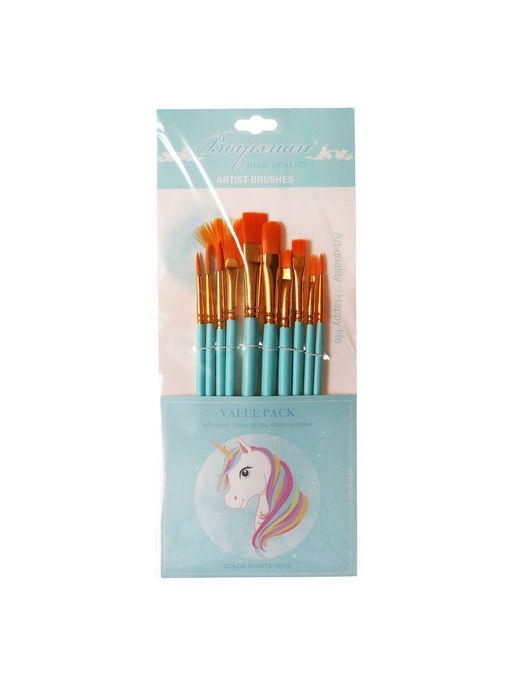 Набор кистей синтетика, 10 штук (№2/0.1.3.6.8.10.6.4.5.2), в блистере, (международный размер)