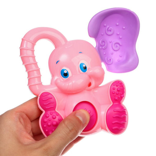 Погремушка - пищалка «Слоник», с эластичными элементами, от 3 мес., МИКС, Крошка Я