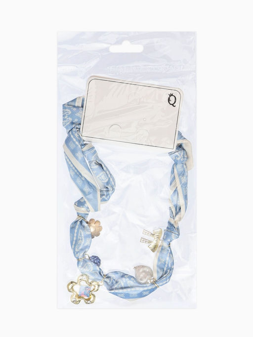 Колье-чокер на платке "Стиль". цвет голубой с золотом