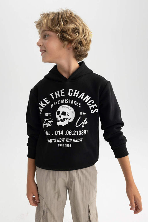 Толстая толстовка с капюшоном для мальчика - Defacto фото 3