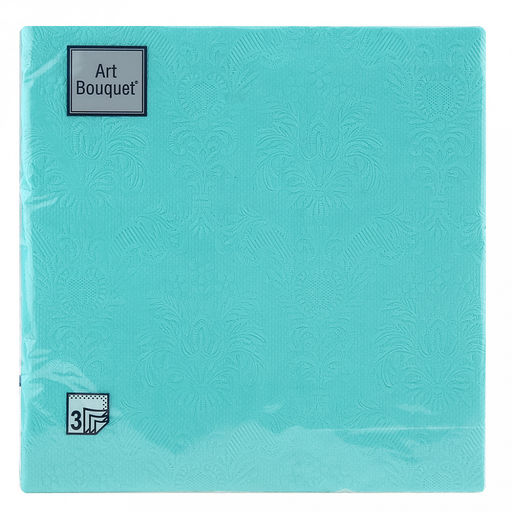 Салфетки бумажные "Art Bouquet" 33х33см, 3-х слойные, 16 штук в упаковке, 100% целлюлоза, "Барокко. Аквамарин" (Россия)
