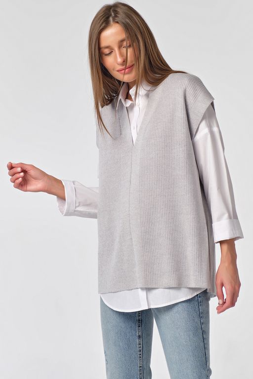 Жилет вязаный оверсайз с открытой спиной черный - Fly фото 7