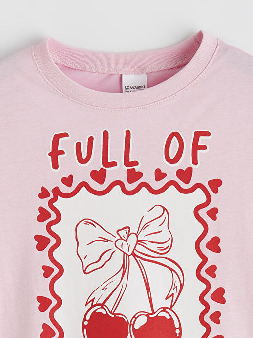 Bisiklet Yaka Bask?l? K?z ?ocuk Pijama Tak?m