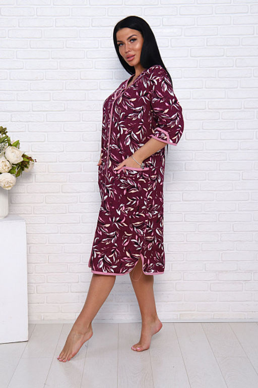 Халат женский на пуговицах с карманами, бордо (958-1) - Плиона фото 8