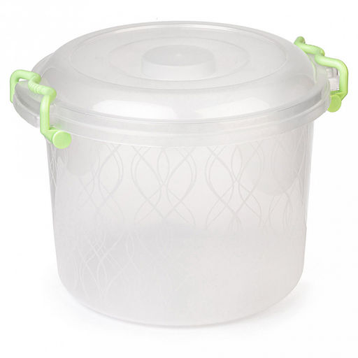 Контейнер для продуктов пластмассовый 8л, д27,5см, h24см, ручки-клипса (Россия)