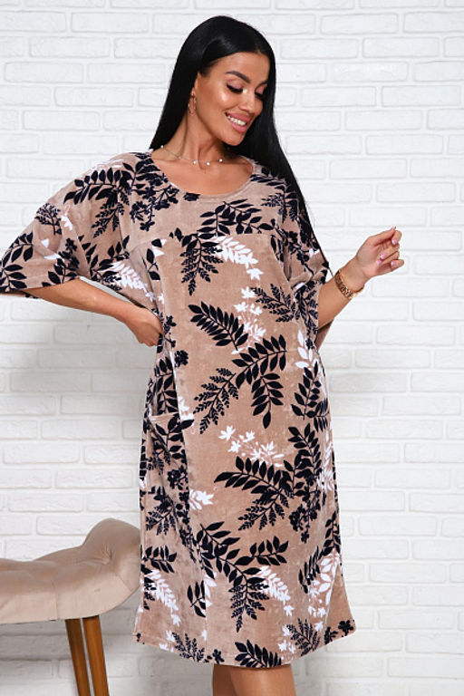 Туника велюровая (01019, бежевый)