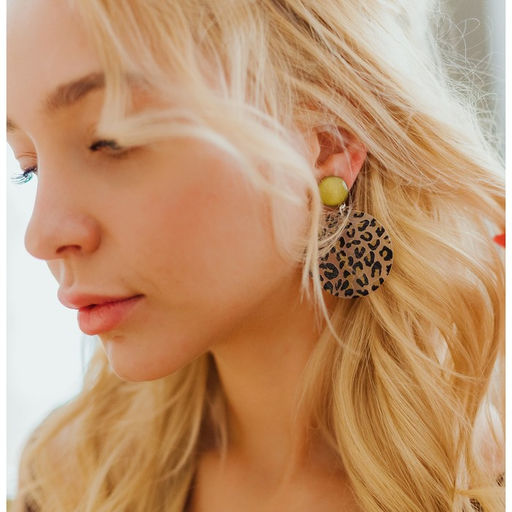 Серьги пластик Танзания круги гепард, черно-коричневый, d=4 - Qf фото 3