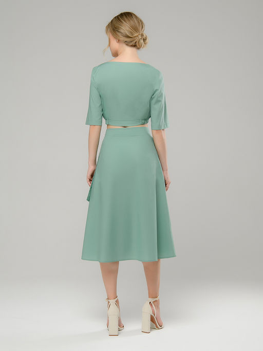 Топ цвета полыни с прямоугольным вырезом и рукавами 1/2 - 1001dress фото 3