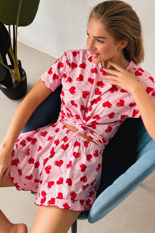 Пижама женская домашняя Леденцы розовый