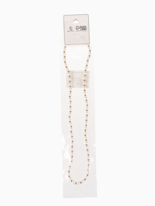 Бусы Жемчуг дуэт бусин, шар №6, белые в золоте, 53 см