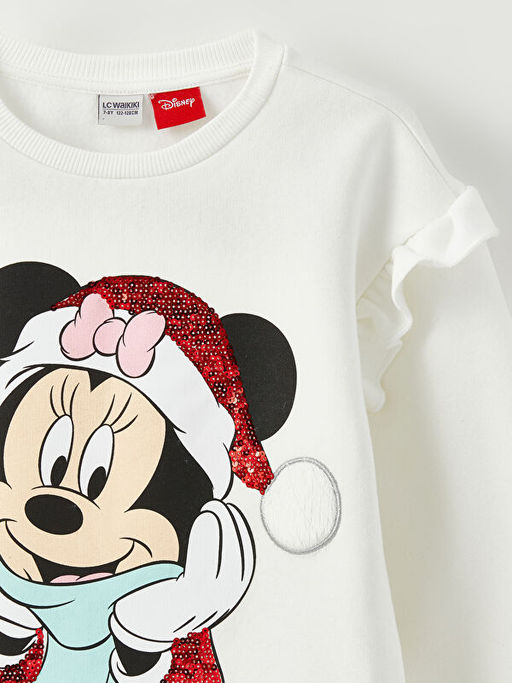 Bisiklet Yaka Minnie Mouse Bask?l? Y?lba?? Temal? Uzun Kollu K?z ?ocuk Sweatshirt - Waikiki фото 3