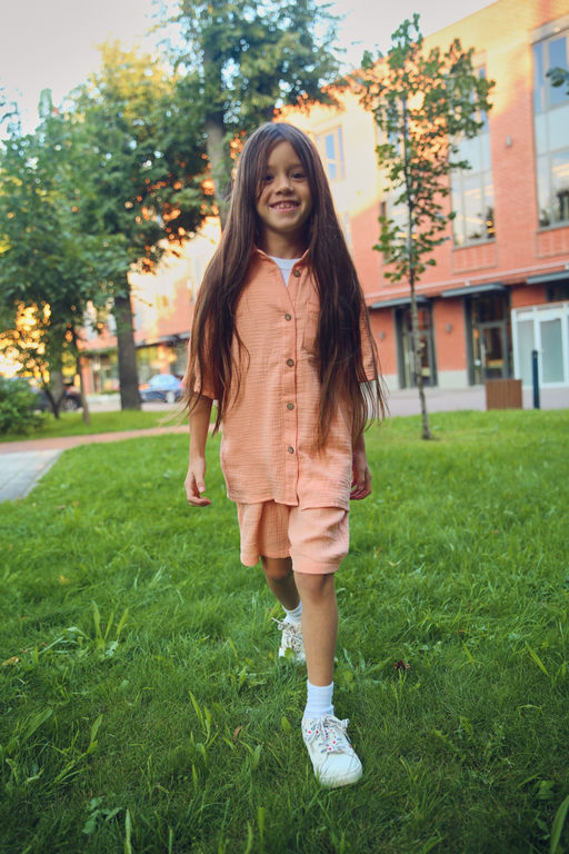 Детский муслиновый костюм - рубашка и шорты, Mini Hippy NERO - Caimano фото 17