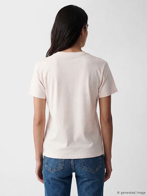 Bisiklet Yaka Los Angeles Bask?l? Kad?n Ti??rt