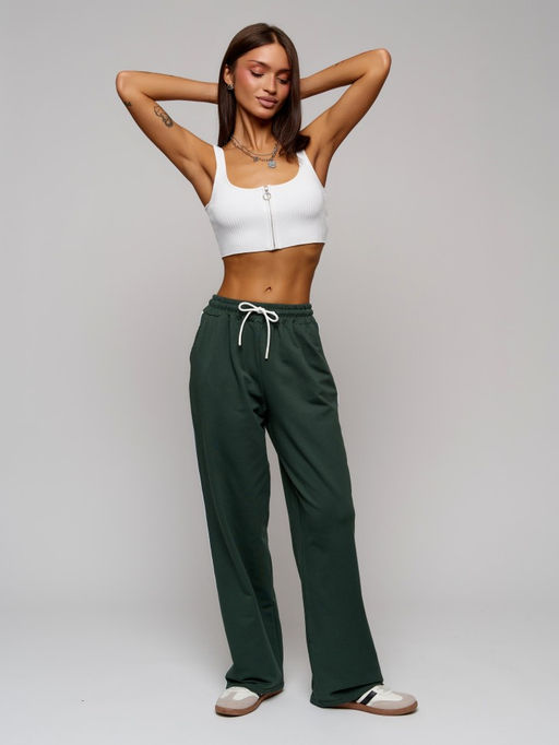 338 Брюки женские с лампасами, темно-зеленый - Knitka wear фото 8