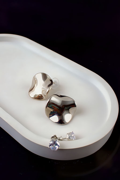 Серьги с эффектом мятого металла Круг  + Подарок