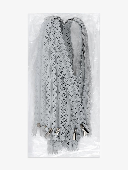 Цена за 10 шт. Молния «Спираль», №3, неразъёмная, ажурная, замок автомат, 50 см, серая