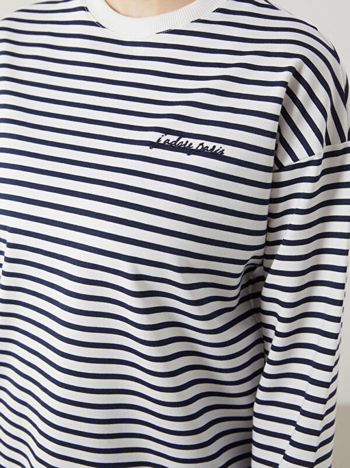 Bisiklet Yaka ?izgili Kad?n Sweatshirt Tunik
