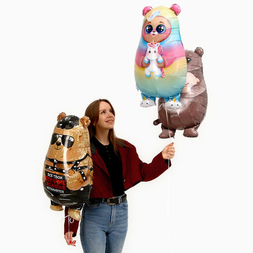 Воздушные шары фольгированные 31" «Мишка-единорог», 50 шт.