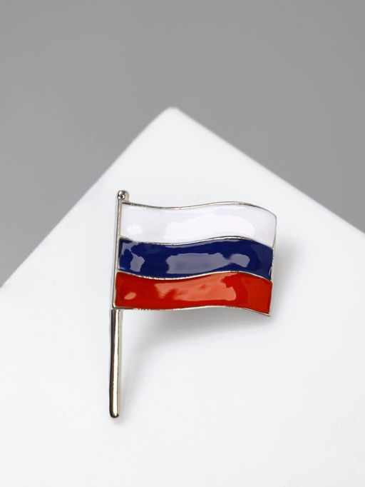 Цена за 2 шт. Значок «Флаг России», триколор в серебре
