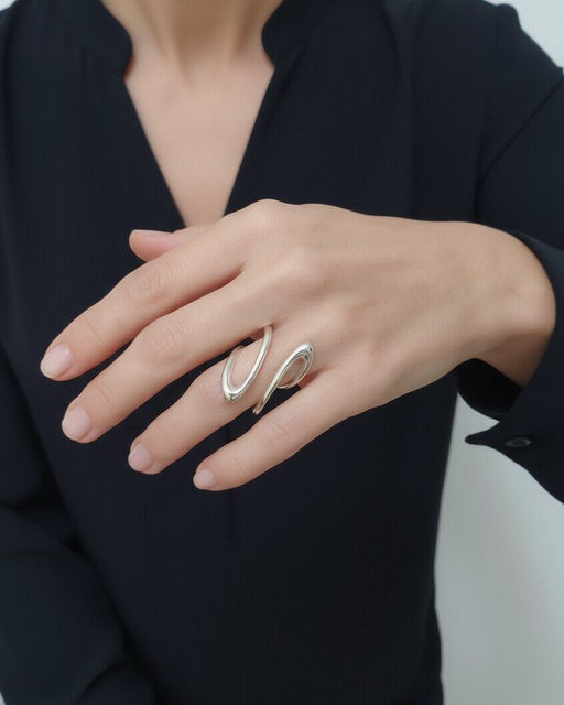 Кольцо с белым серебрением