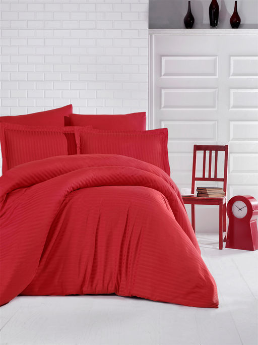 КПБ Clasy Satin Gizgili (DUZ RENK KIRMIZI) евро