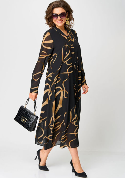 Платье EVA GRANT 7293 черный с принтом