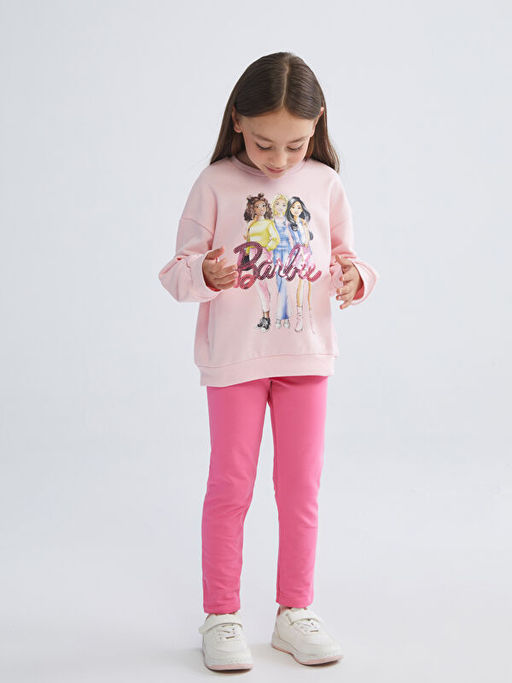 Barbie Bask?l? K?z ?ocuk Sweatshirt ve Tayt 2li - Waikiki фото 2