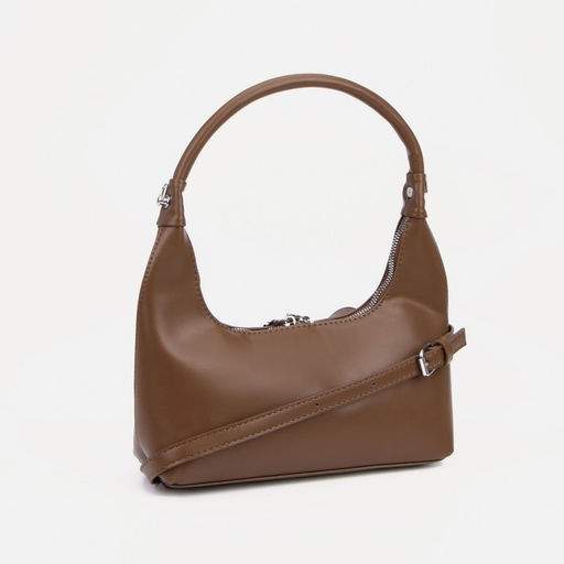 Сумка женская багет на молнии, 26×7×13 см, тёмно-коричневая