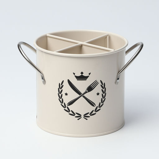 Подставка под столовые приборы Crown, h=13 см, жесть, бежевая