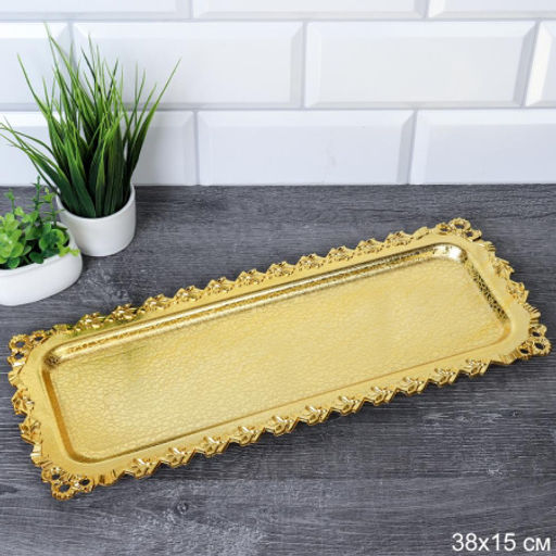 Поднос прямоугольный 37,5х14,5 см / 375145 /уп 200/золото - Галеонтрейд фото 2