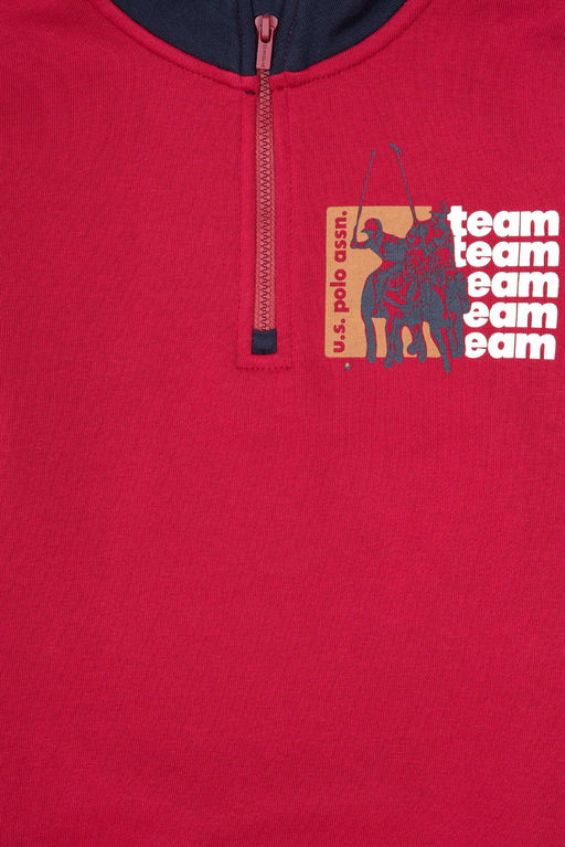 Erkek _ocuk Koyu Frambuaz Yar_m Fermuarl_ Sweatshirt - U.s. polo assn фото 3