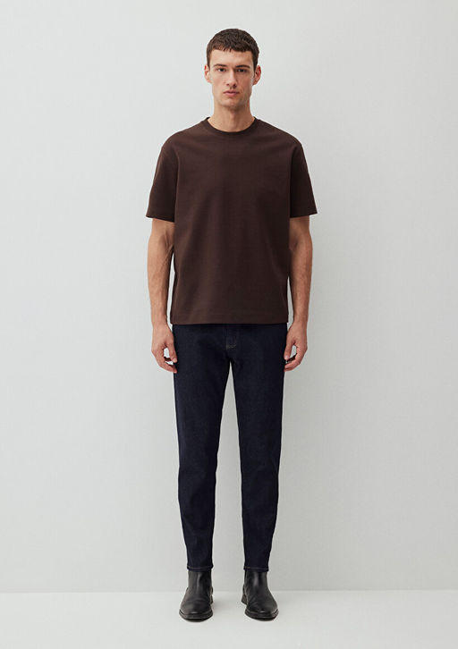 Kahverengi Basic Tisort - Mavi фото 4