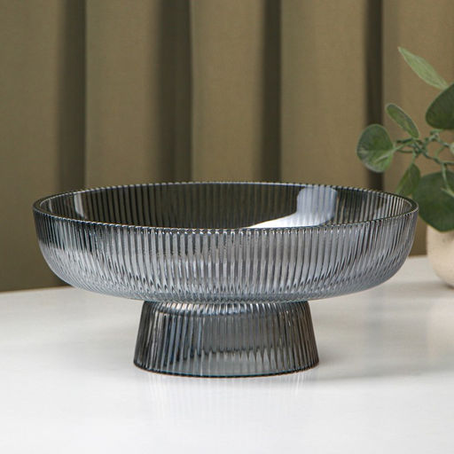 Ваза для фруктов «Камелия», 26×11 см, 2 л, стекло, серая