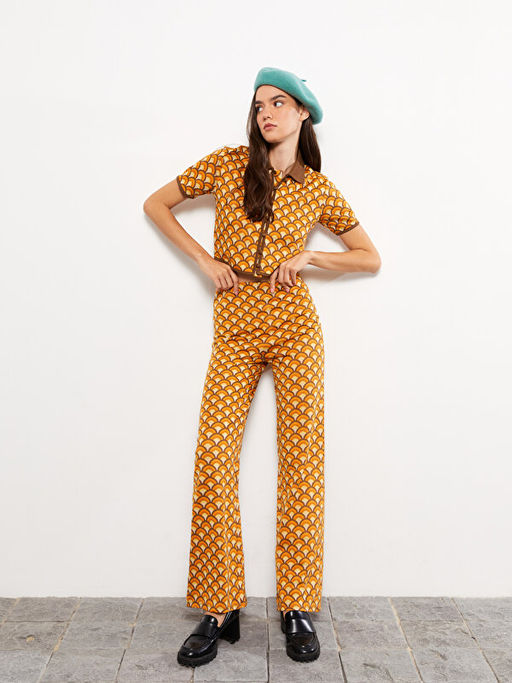 Rahat Kal?p Desenli Kad?n Pantolon